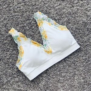 Seamless Lace Trim Plunge Bralette by PINK